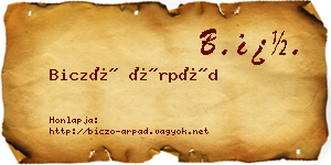 Biczó Árpád névjegykártya
