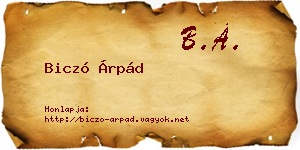 Biczó Árpád névjegykártya
